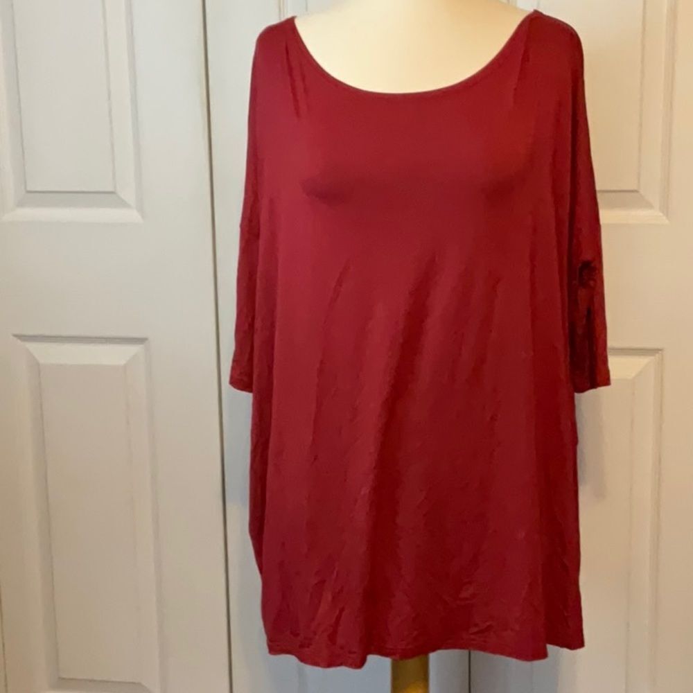 Piko 1988 Bamboo Red Long Tunic Top Tee XL
